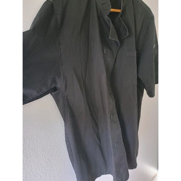 Chef works black short-sleeve chef jacket with white stitching and buttons large - Picture 4 of 15